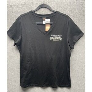 Harley-Davidson® Women's Size XL V-Neck T Shirt Black Motorcycle Biker Cotton T